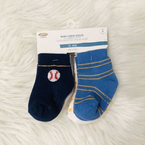 Brand New Old Navy Baby Crew Socks For‎ Boys Size 0-6 months 4 In The Pack - Picture 1 of 4